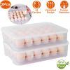 2Pcs Plastic Egg Holder Stackable Egg Storage Box Egg Rack for Refrigerator 24 Cavity Per Container