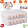 2Pcs Plastic Egg Holder Stackable Egg Storage Box Egg Rack for Refrigerator 24 Cavity Per Container