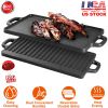 1Pack 16.54in Cast Iron Griddle Plate Reversible Grill Pan Double Sided Used w/ Handles for Gas Stove Ceramic Oven Campfire