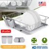 3Pcs Dish Drainer Drying Rack Set Drainer Drain Board Dish Rack k w/ Plastic Cutlery Holder Drain Board