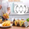 6Pcs Taco Holders Stainless Steel Taco Holder Stand Shell Rack Taco Baking Tray Plates w/ Handle Hold 2 Or 3 Tacos Safe For Dishwasher Oven Grill
