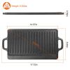 1Pack 16.54in Cast Iron Griddle Plate Reversible Grill Pan Double Sided Used w/ Handles for Gas Stove Ceramic Oven Campfire