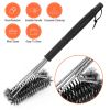 BBQ Grill Cleaning Brush Stainless Steel Barbecue Cleaner w/ 18in Suitable Handle Stiff Wire Bristles for Grill Cooking Grates