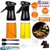 Olive Oil Sprayer 2Pcs 210ML 7.1OZ Reusable Oil Dispenser Mister Refillable Glass Vinegar Bottle w/ Blaster Cleaning Brush For Cooking BBQ Roast Salad