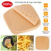 200Pcs Air Fryer Parchment Paper 9.05in Square Perforated Steamer Liner Sheet for Baking Cooking Easy Cleanup