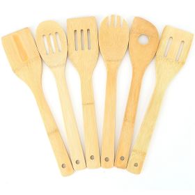 Set Of 6Pcs Cooking Utensil Bamboo Wooden Spoons Spatula Kitchen Cooking Tools Nonstick Wooden Cookware Kitchen Gadgets