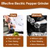 2Pcs Gravity Sensing Salt and Pepper Grinder Automatic Electric Salt Mill Grinder With Built-in LED Lights Adjustable Coarseness One Hand Operation Ba