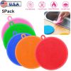 5 Pcs Kitchen Cleaning Sponge Food-Grade Silicone Scrubber BPA-Free Washing Sponge for Dishes Fruit Vegetable Dishwasher Safe