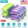 2Pack Adjustable Soda Can Organizers 2-Tier Pop Can Holders Beverage Dispensers For Fridge Pantry Cabinet 7º Slope Auto Rolling
