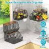 2Pcs Stackable Fruit Baskets For Kitchen Wall Mounted Hanging Basket With Wood Lid 4 Banana Hooks Potato and Onion Storage Bin Kitchen Organizers for