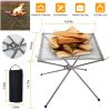 Outdoor Portable Fire Pit 16in Collapsible Steel Mesh Bonfire Place Stand w/ Carry Bag For Camping Backyard Beach Wood Burning
