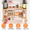 2-Tier Kitchen Spice Rack Expandable Bamboo Spice Organizer Cabinet Stackable Seasoning Organizer Extendable Spice Jar Rack for Countertops Pantries C