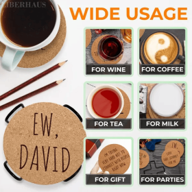 Cork Coasters For Drinks Coasters Set Of 6 With Holder Funny Coasters For Adults Cup Coasters For Coffee Table Home Bar Wedding Absorbent Coasters Mat