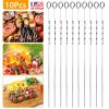 10Pcs BBQ Skewers 16" inch Kabob Skewers V-Shape Stainless Steel Shish Kebab Sticks Reusable Barbecue Skewers Set BBQ Grill Skewers for Meat Shrimp Ch