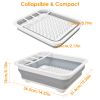 Collapsible Dish Drying Rack Folding Dish Draining Board Dinnerware Basket w/ Utensil Holder Drainer Board