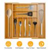 Bamboo Drawer Divider Kitchen Expandable Cutlery Tray Organizer Utensil Holder w/ Grooved Dividers