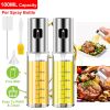 Olive Oil Sprayer 2Pcs Oil Dispenser Mister Refillable Stainless Steel Glass Vinegar Bottle w/ Measurement Oil Control Diet For Cooking BBQ Roast Sala