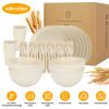 48Pcs Wheat Dinnerware Set Reusable Plastic Dinnerware Set Service for 6 Unbreakable Kitchen Cups Plates and Bowls Sets Dishwasher Microwave Freezer S