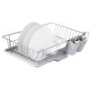 3Pcs Dish Drainer Drying Rack Set Drainer Drain Board Dish Rack k w/ Plastic Cutlery Holder Drain Board