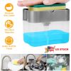 2 In 1Countertop Soap Dispenser w/Sponge Holder Dish Sink Soap Pump Container For Kitchen Bathroom Washroom