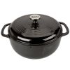 Round 6-Quart Black Enamel Cast Iron Dutch Oven with Lid