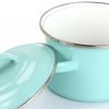 Small 1-Quart Turquoise Enameled Steel Dutch Oven with Lid