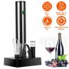 4 in 1 Electric Wine Opener Set Automatic Corkscrew Cordless Rechargeable Wine Opener w/ Pourer Foil Cutter Vacuum Stopper