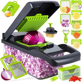 16in1 Vegetable Chopper, Fruit And Vegetable Slicer, Onion Cutter, Food Chopper With Container, Vegetable Cutter And Spiralizer Suitable For Onion Sal