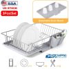 3Pcs Dish Drainer Drying Rack Set Drainer Drain Board Dish Rack k w/ Plastic Cutlery Holder Drain Board