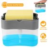 2 In 1Countertop Soap Dispenser w/Sponge Holder Dish Sink Soap Pump Container For Kitchen Bathroom Washroom