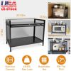 Bakers Rack Carbon Steel Kitchen Storage Cabinets Microwave Stand Kitchen Shelves with Microwave Compatibility Translucent Door Net Panel