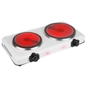1800W Electric Infrared Dual Burner Portable Heating Hot Plate Stove Countertop RV Hotplate with 7.5” & 6.3” Glass Cooktop Stepless Temperature Adjust