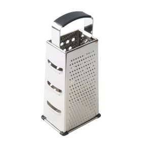 Soft Grip Stainless Steel Grater 9" 4 Sided Silver