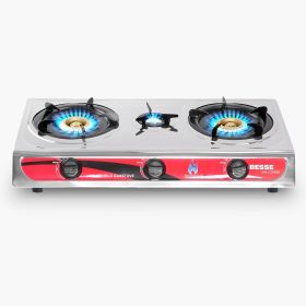 Gas Stove Electronic Ignition Cooktop Dual Fuel Gas Hob Stovetop Powered by NG/LPG with 3 Burners for Home Apartment Usage
