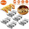 6Pcs Taco Holders Stainless Steel Taco Holder Stand Shell Rack Taco Baking Tray Plates w/ Handle Hold 2 Or 3 Tacos Safe For Dishwasher Oven Grill