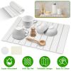 Foldable Stone Dish Drying Mats Home Dish Quick Drying Stone Pad Super Absorbent Diatomaceous Earth Draining Mat with Anti-Slip Net Sanding Pad for Di