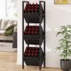 Black Industrial Farmhouse 3 Bin 36 Bottle Wine Rack Storage Display Shelf