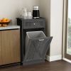 Odor Seal Trash Can Cabinet in Grey Finish - Accommodates 10-Gallon Trash Bin