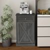 Odor Seal Trash Can Cabinet in Grey Finish - Accommodates 10-Gallon Trash Bin