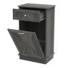 Odor Seal Trash Can Cabinet in Grey Finish - Accommodates 10-Gallon Trash Bin