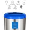 13-Gallon Stainless Steel Recycle Bin with Blue Open Top