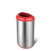 13-Gallon Stainless Steel Trash Can with Red Open Top