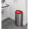 13-Gallon Stainless Steel Trash Can with Red Open Top