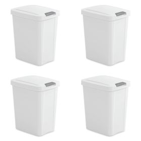 Set of 4 - White 8 Gallon Latch Top Kitchen Wastebasket Trash Can
