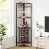 Industrial Corner Wine Rack Storage Shelving Unit with Glass Holders