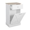 Trash Can Cabinet in White Wood Finish - Accommodates 10-Gallon Trash Bin