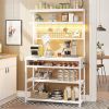White Modern Industrial Kitchen Baker's Rack with Multi-Color LED Lights