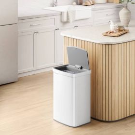 White 13-Gal. Trash Can with Motion Sensor Lid and Odor Absorbing Carbon Filter