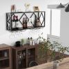 Industrial Rustic Brown Wood Metal Wall Mounted Wine Rack Shelf