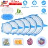 12 Pack Silicone Stretch Lids 6 Sizes BPA-free Silicone Lids Reusable Expandable Silicon Seal Cover Set Durable Flexible Food Storage Covers for Bowls